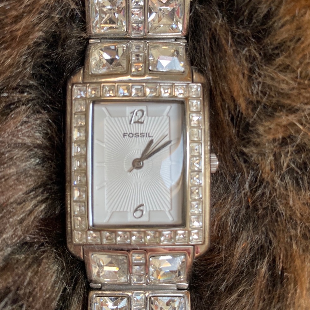 Fossil Silver & Cubic Zirconia Watch